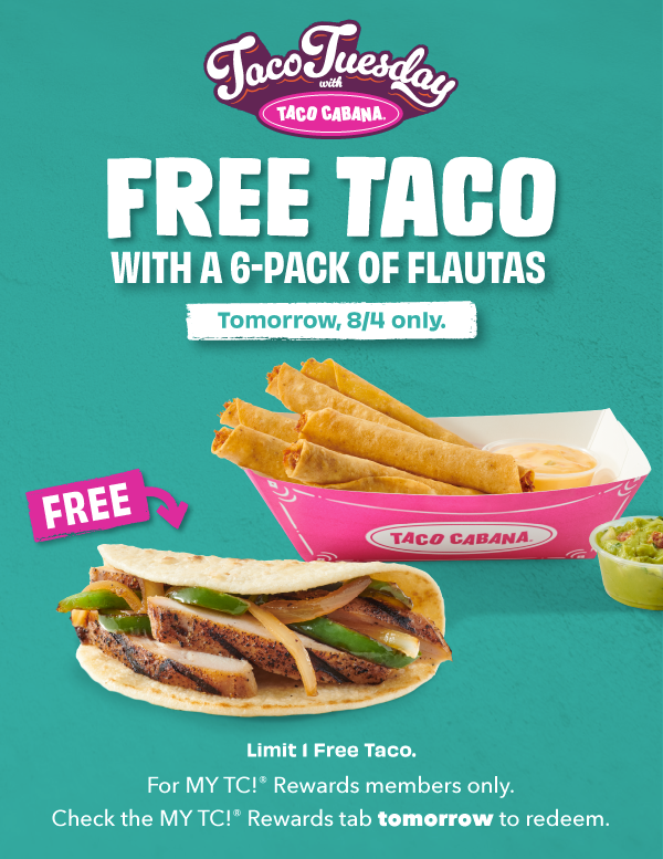 Free Taco w/ 6-Pack Chicken Flautas
