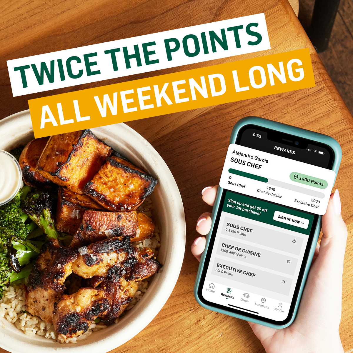 Twice the points all weekend long