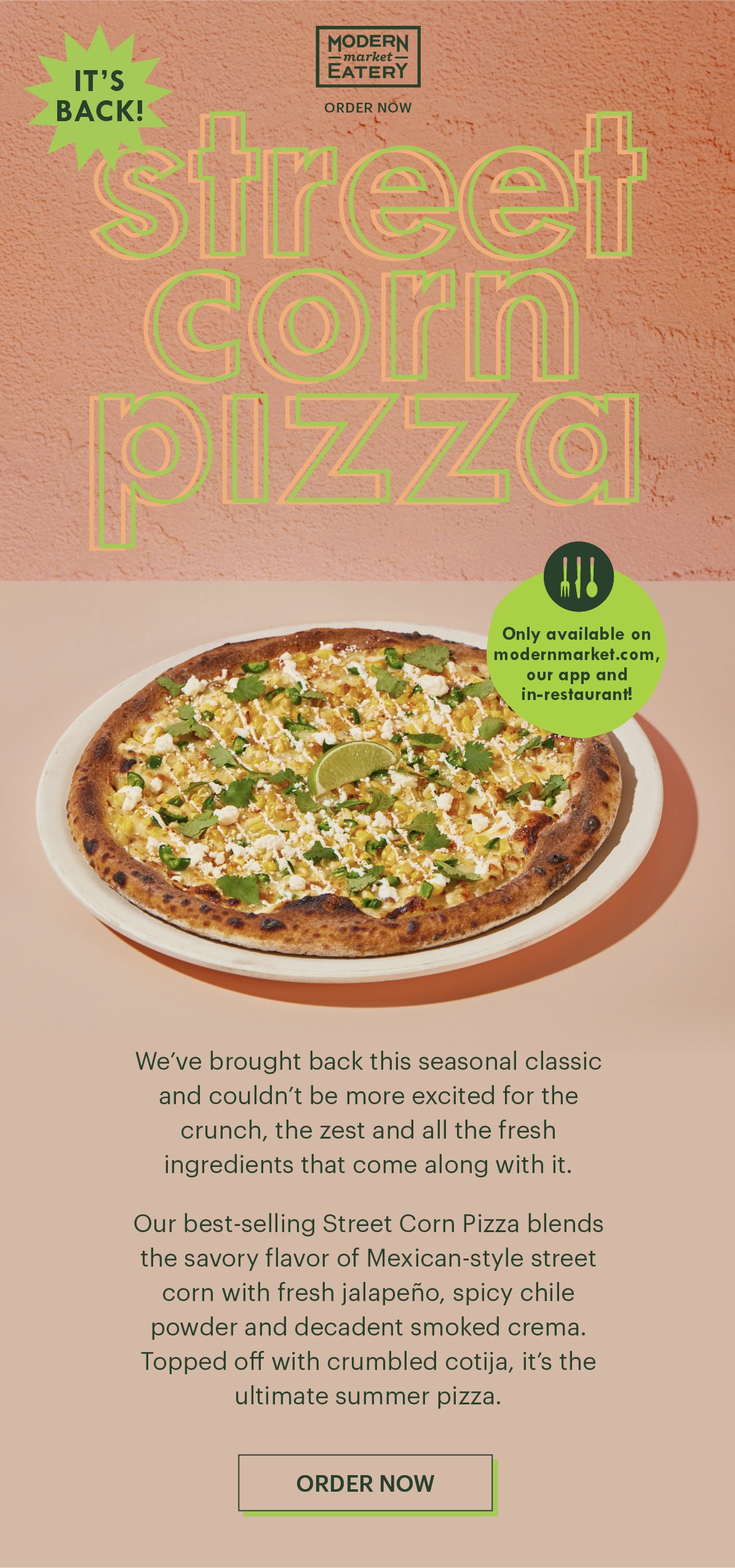 It's Back! Our Seasonal Street Corn Pizza Modern Market Eatery